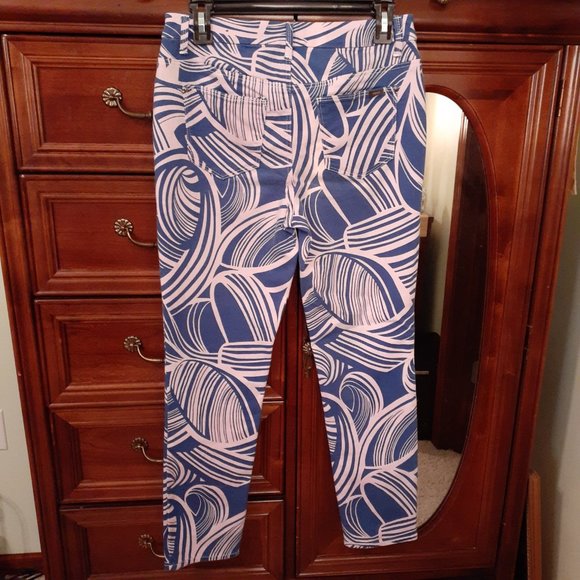 Chico's So Slimming Girlfriend Ankle Jeans Lt Pink and Blue Stripes - Size 00 - Picture 2 of 12